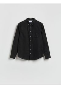 Reserved - Bawełniana koszula slim fit - czarny. Kolor: czarny. Materiał: bawełna