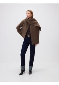 Reserved - Kurtka handmade z wełną - ciemnobrązowy. Kolor: brązowy. Materiał: wełna #1