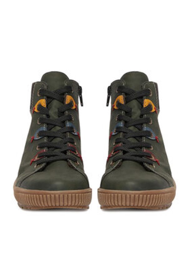 Rieker Trzewiki N0711-54 Zielony. Kolor: zielony. Materiał: materiał, syntetyk