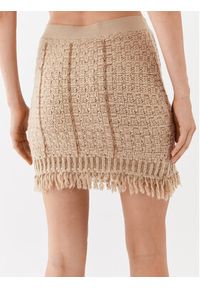 TwinSet - TWINSET Spódnica mini 232TP3631 Beżowy Slim Fit. Kolor: beżowy. Materiał: bawełna #4