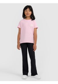 4f - 4F T-shirt regular z nadrukiem dziewczęcy - różowy 140 (9-10 lat). Okazja: na co dzień. Kolor: różowy. Materiał: skóra, bawełna. Wzór: nadruk. Sezon: lato. Styl: klasyczny, casual #2