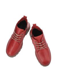 Czerwone Botki Artiker Ocieplane Obuwie Damskie. Okazja: na spacer. Kolor: czerwony. Materiał: skóra, futro, syntetyk #4