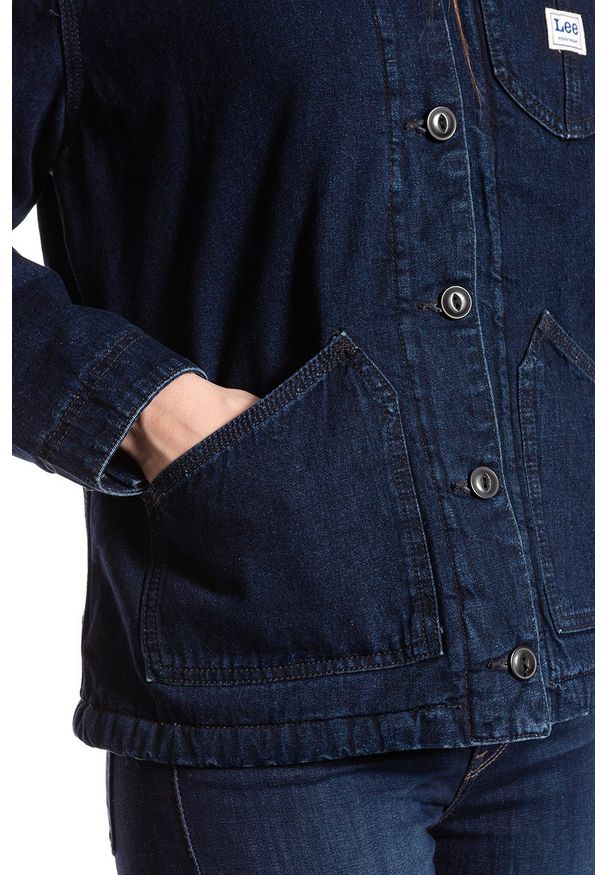 Lee - DAMSKA KURTKA JEANSOWA LEE SHERPA CHORE JACKET BROOME L54FCZXK 112112773. Materiał: jeans. Wzór: jednolity