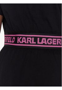 Karl Lagerfeld - KARL LAGERFELD Sukienka codzienna 225W1352 Czarny Regular Fit. Okazja: na co dzień. Typ kołnierza: dekolt w karo. Kolor: czarny. Materiał: bawełna. Typ sukienki: proste. Styl: casual #5