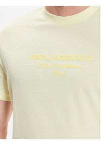 Karl Lagerfeld - KARL LAGERFELD T-Shirt Crew Neck 755035 532224 Żółty Regular Fit. Typ kołnierza: dekolt w karo. Kolor: żółty. Materiał: bawełna