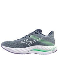 Buty do biegania damskie Mizuno Wave Inspire 21. Kolor: niebieski. Materiał: materiał, syntetyk. Szerokość cholewki: normalna. Model: Mizuno Wave