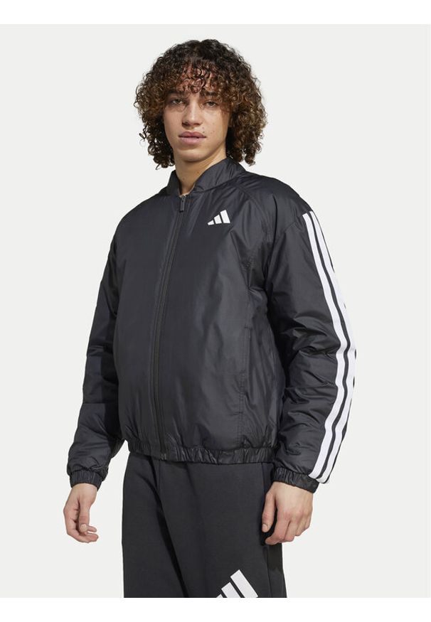 Adidas - adidas Kurtka bomber Essentials 3-Stripes JD1294 Czarny Loose Fit. Kolor: czarny. Materiał: syntetyk