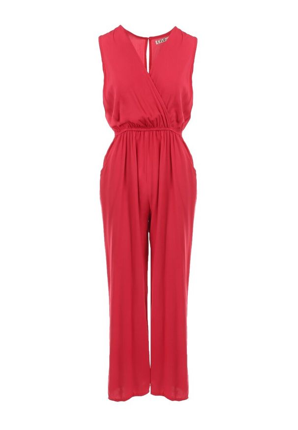 Born2be - Czerwony Kombinezon Hame. Kolor: czerwony. Materiał: wiskoza. Długość rękawa: na ramiączkach. Długość: długie. Styl: elegancki