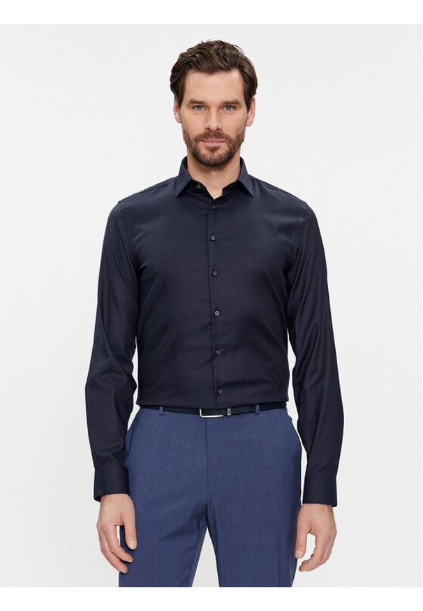 Calvin Klein Koszula K10K112100 Granatowy Slim Fit. Kolor: niebieski. Materiał: bawełna