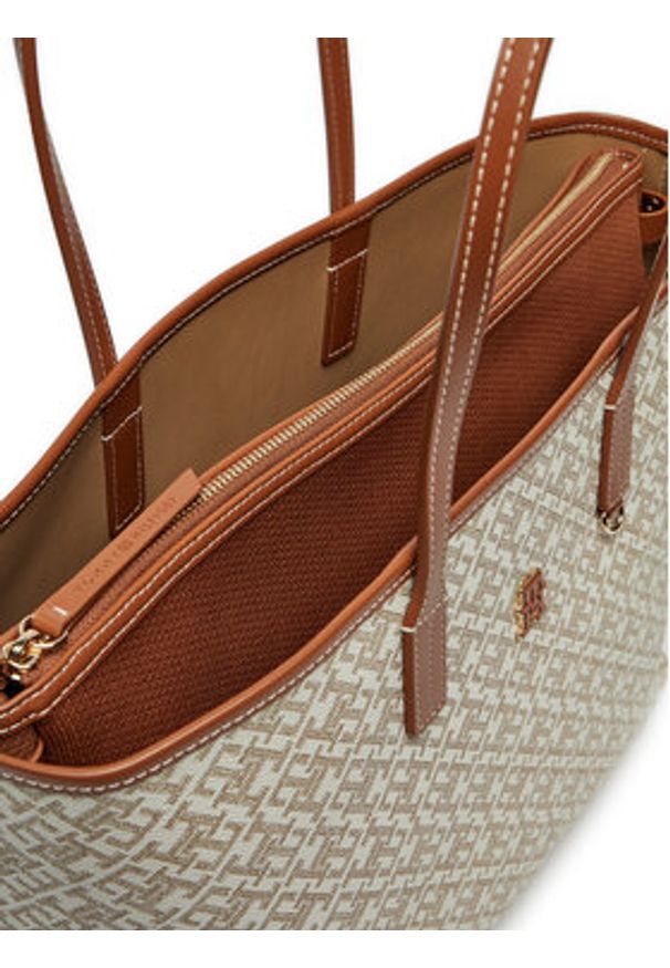 TOMMY HILFIGER - Tommy Hilfiger Torebka Th Monoplay Leather Tote AW0AW17379 Écru. Materiał: skórzane