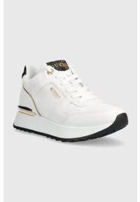 Guess sneakersy KADDY kolor biały FL8DDY ELE12. Zapięcie: sznurówki. Kolor: biały. Materiał: guma. Obcas: na platformie #3