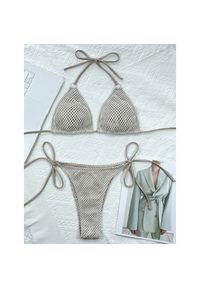 Intica - Bikini trójkątne z regulowanymi wiązaniami na plażę Tarana. Kolor: brązowy. Materiał: materiał. Długość: długie