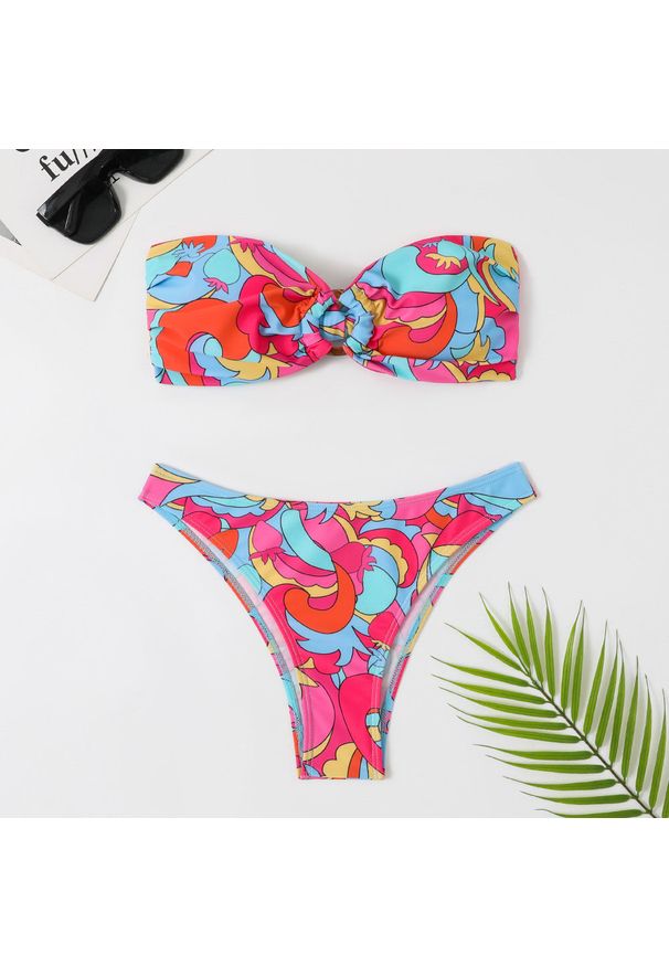 Intica - Dwuczęściowy strój kąpielowy bez ramiączek z elastycznego materiału na lato Brigitte. Kolor: wielokolorowy. Materiał: materiał