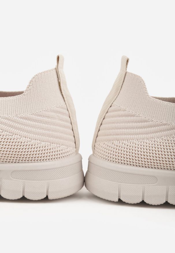 Born2be - Beżowe Sznurowane Buty Sportowe Sneakersy z Siateczki Caeolea. Okazja: na co dzień. Kolor: beżowy. Materiał: jeans. Sport: fitness, joga i pilates