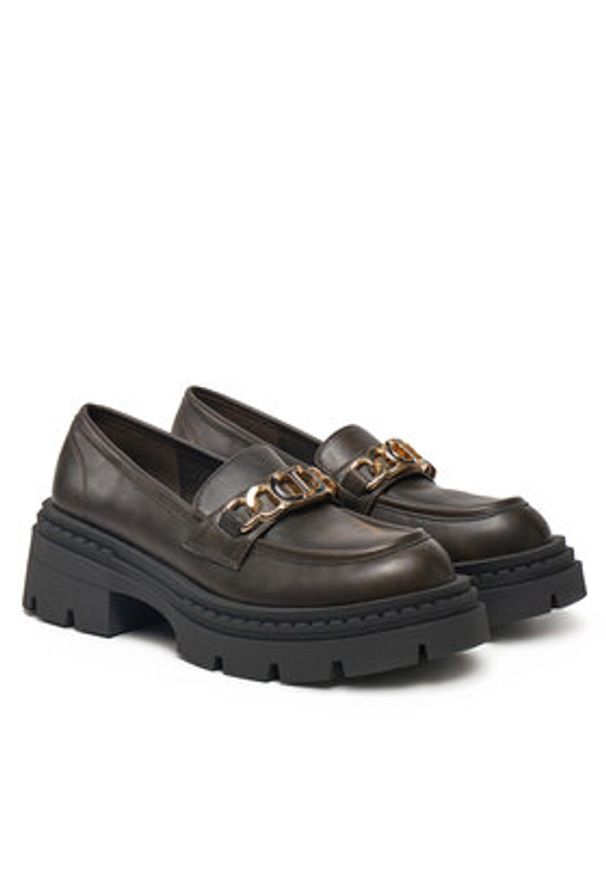 TwinSet - TWINSET Loafersy 242TGT114 Brązowy. Kolor: brązowy. Materiał: skóra