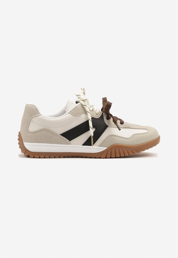 Born2be - Beżowe Sneakersy Klasyczne Tenisówki z Dodatkowym Sznurowaniem Nilarisea. Okazja: na spacer. Kolor: beżowy. Materiał: skóra, jeans. Sport: turystyka piesza