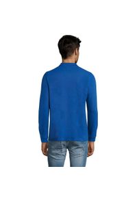 SOL'S - Męska Koszulka Polo Perfect Plain Pique Z Długim Rękawem. Typ kołnierza: polo. Kolor: niebieski. Długość rękawa: długi rękaw. Długość: długie