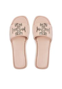 Tory Burch Klapki Double T Deco Sport Slide 158768 Różowy. Kolor: różowy. Materiał: skóra. Styl: sportowy #4