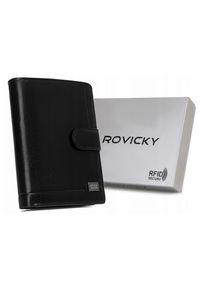 ROVICKY - Portfel skórzany Rovicky CPR-N4L-BAR czarny. Kolor: czarny. Materiał: skóra