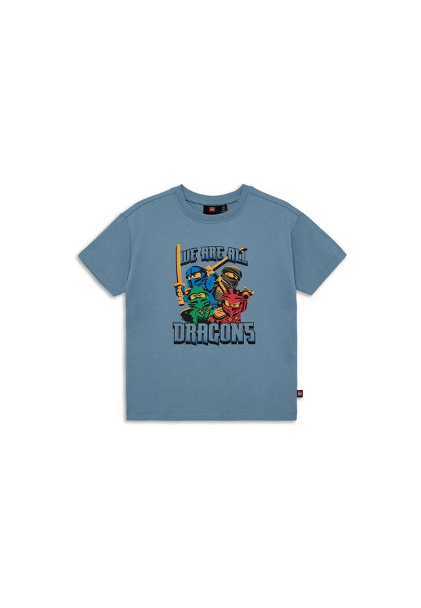 Dziecięca koszulka LEGO Ninjago Taffy 303, niebieska.. Kolor: niebieski. Materiał: bawełna. Długość rękawa: krótki rękaw. Długość: krótkie. Wzór: nadruk