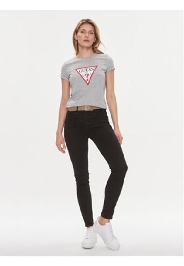Guess T-Shirt W1YI1 BI3Z14 Szary Slim Fit. Kolor: szary. Materiał: bawełna