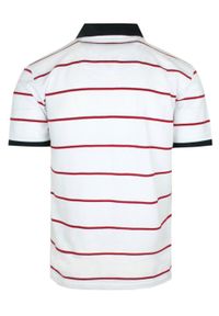 Koszulka Polo, Męska - Pako Jeans - Biała, Czerwone Prążki. Okazja: na co dzień. Typ kołnierza: polo. Kolor: biały, wielokolorowy, czerwony. Materiał: bawełna. Wzór: prążki, paski. Styl: casual #2
