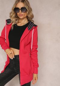 Renee - Czerwona Bluza z Kapturem i Polarem Halimins. Typ kołnierza: kaptur. Kolor: czerwony. Materiał: polar