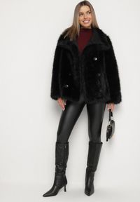 Born2be - Czarna Kurtka Dwustronna w Stylu Biker z Futerkiem Aflita. Okazja: na co dzień, na spacer. Kolor: czarny. Materiał: futro. Długość: krótkie. Styl: casual, elegancki #7