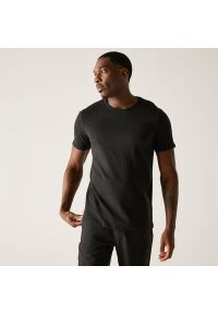 Regatta - Męska koszulka z krótkim rękawem Tait, lekka i aktywna. Kolor: czarny. Materiał: bawełna. Długość rękawa: krótki rękaw. Długość: krótkie. Sport: turystyka piesza #1