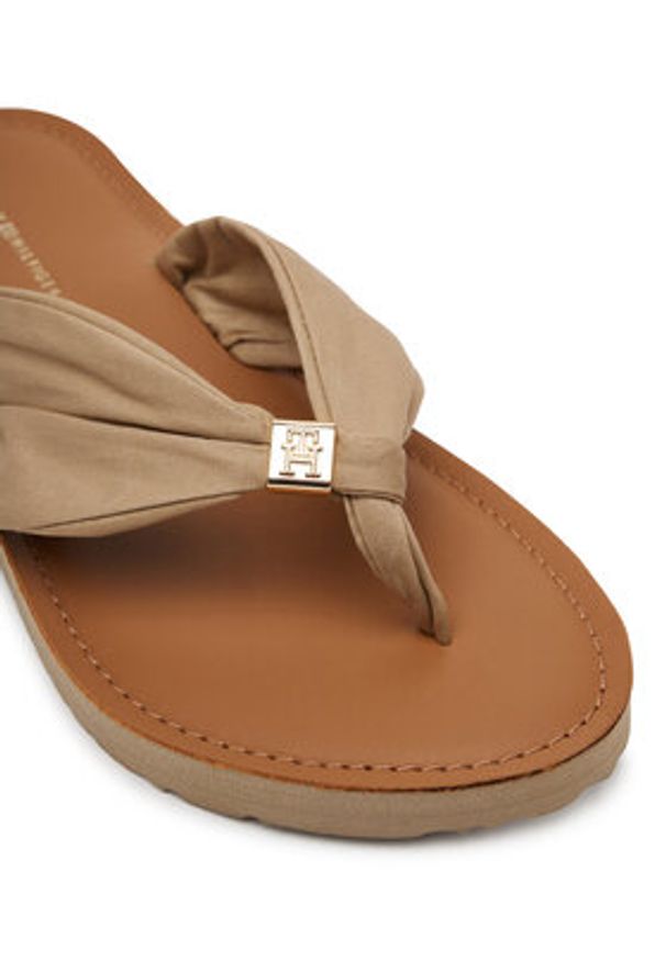 TOMMY HILFIGER - Tommy Hilfiger Japonki Th Elevated Beach Sandal FW0FW06985 Brązowy. Kolor: brązowy. Materiał: materiał