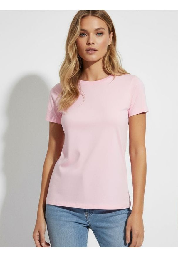 Sinsay - Bawełniana koszulka basic - begonia. Materiał: bawełna