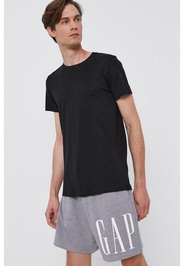 Resteröds T-shirt bawełniany (2-pack) kolor czarny gładki. Okazja: na co dzień. Kolor: czarny. Materiał: bawełna. Wzór: gładki. Styl: casual