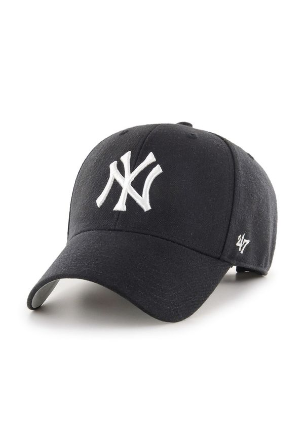 47 Brand - 47brand - Czapka New York Yankees. Kolor: czarny. Materiał: bawełna, materiał. Wzór: gładki