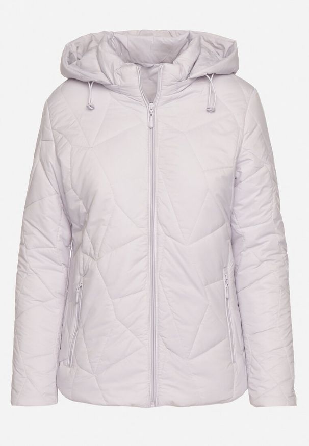 Born2be - Jasnofioletowa Pikowana Kurtka Przejściowa z Odpinanym Kapturem Ninorwena. Okazja: na co dzień. Kolor: fioletowy. Styl: klasyczny, casual, elegancki