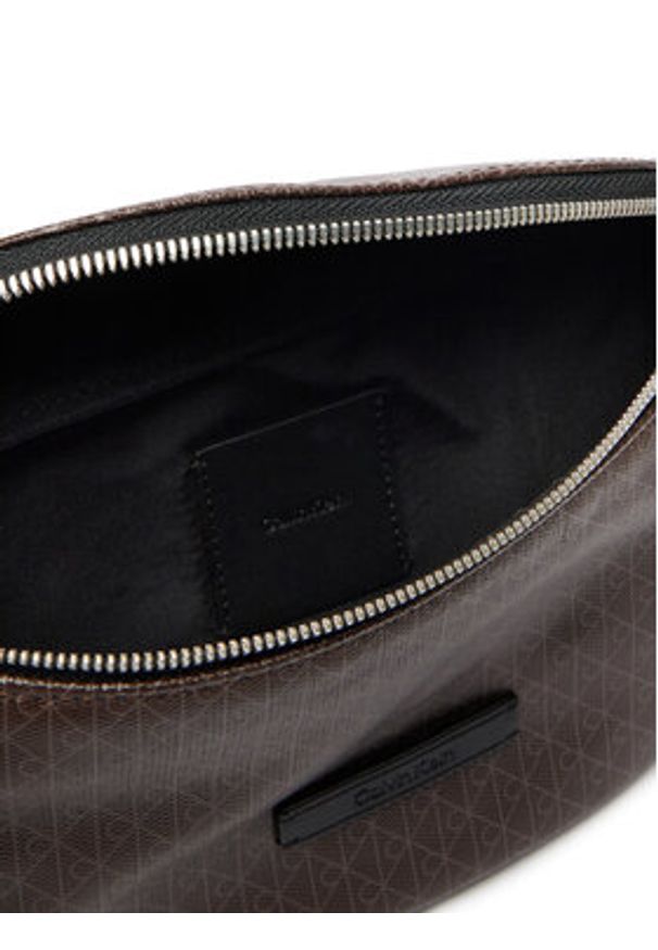 Calvin Klein Nerka Emblem Aop Coated Waistbag LV04D3135G Brązowy. Kolor: brązowy. Materiał: skóra