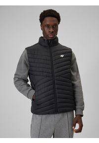 4f - 4F Bezrękawnik z wypełnieniem syntetycznym męski - czarny XL. Kolor: czarny. Materiał: syntetyk. Długość rękawa: bez rękawów. Wzór: jodełka #1