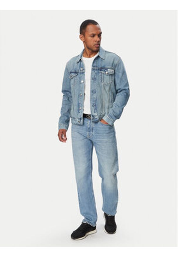 Calvin Klein Jeans Kurtka jeansowa Classic LV04RF957G Niebieski Regular Fit. Kolor: niebieski. Materiał: bawełna