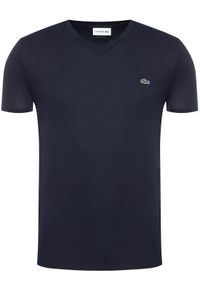 Lacoste T-Shirt TH6710 Granatowy Regular Fit. Kolor: niebieski. Materiał: bawełna