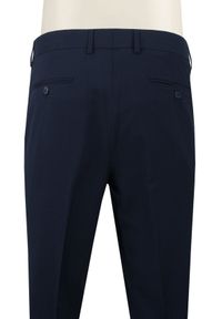 Taliowany Garnitur Męski - Victorio - Granatowy. Kolor: niebieski. Materiał: poliester, wiskoza, elastan. Wzór: gładki #12