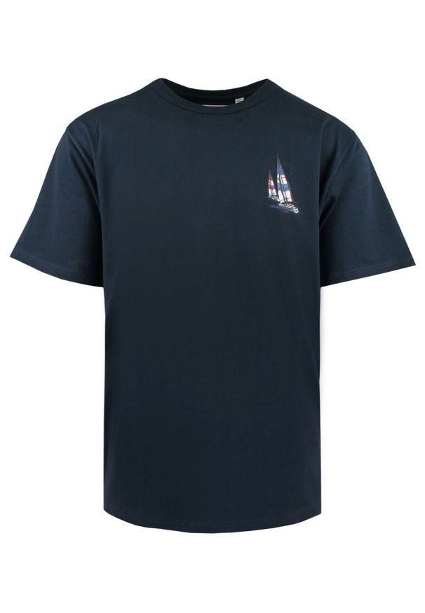 T-Shirt Męski (Relaxed Fit) - Brave Soul - Motyw Żeglarski - Granat. Okazja: na co dzień. Kolor: niebieski. Materiał: bawełna. Wzór: nadruk. Sezon: lato, wiosna. Styl: casual