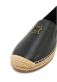 TOMMY HILFIGER - Tommy Hilfiger Espadryle Th Logo Leather Espadrille FW0FW08540 Czarny. Kolor: czarny. Materiał: skóra #4