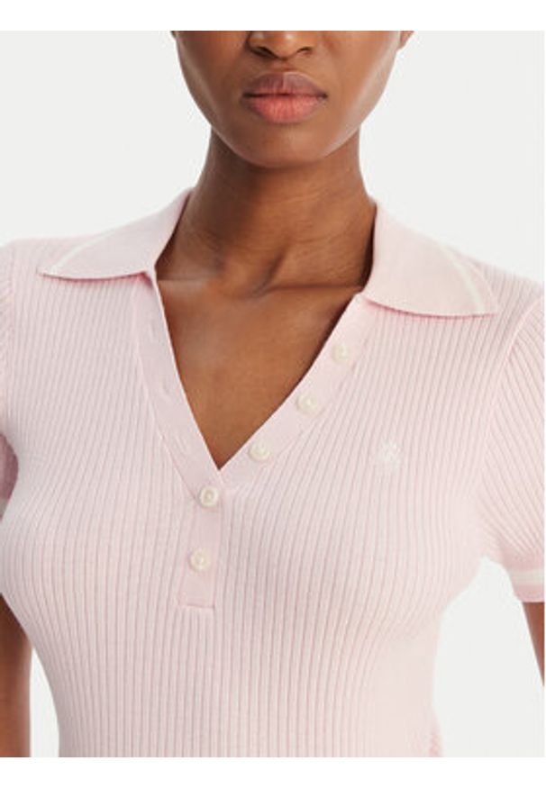 Guess Jeans Polo W6GRZ1 Z3P32 Różowy. Typ kołnierza: polo. Kolor: różowy. Materiał: wiskoza