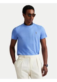 Polo Ralph Lauren T-Shirt 710740727101 Niebieski Custom Slim Fit. Typ kołnierza: polo. Kolor: niebieski. Materiał: bawełna