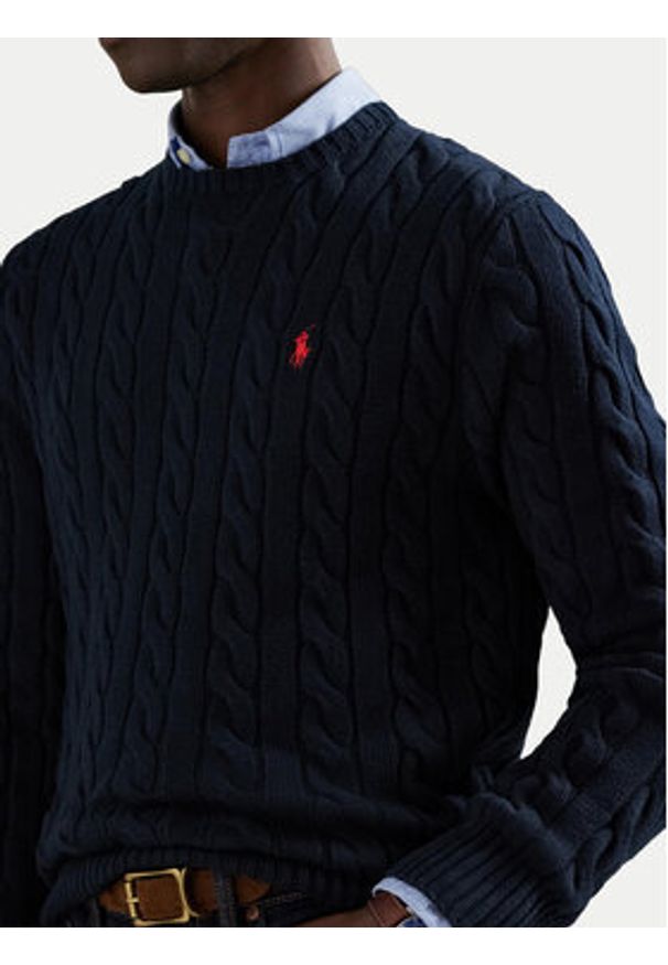 Polo Ralph Lauren Sweter 710775885001 Granatowy Regular Fit. Typ kołnierza: polo. Kolor: niebieski. Materiał: bawełna