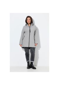 ULLA POPKEN - Damskie Długa kurtka softshell HYPRAR hydrofobowa trapezowy krój. Kolekcja: plus size. Kolor: szary. Materiał: poliester, elastan, materiał. Długość: długie. Sport: turystyka piesza #1