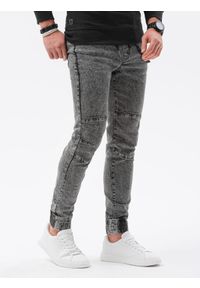 Ombre Clothing - Spodnie męskie jeansowe joggery - czarne V2 P1056 - XXL. Kolor: czarny. Materiał: jeans #3