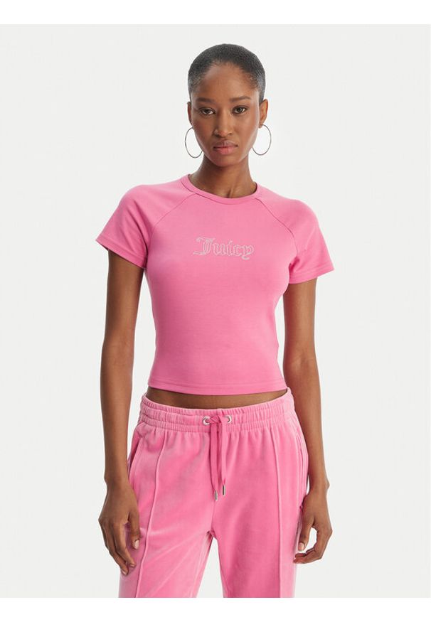 Juicy Couture T-Shirt Baby JCWCT126317 Różowy Slim Fit. Kolor: różowy