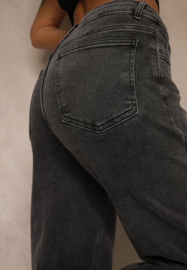 Renee - Szare Jeansy Wide Leg High Waist Mevandria. Okazja: na co dzień, na randkę. Stan: podwyższony. Kolor: szary. Styl: casual