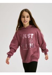 Reserved - Bluza z metalicznym nadrukiem - jasnofioletowy. Kolor: fioletowy. Materiał: bawełna. Wzór: nadruk