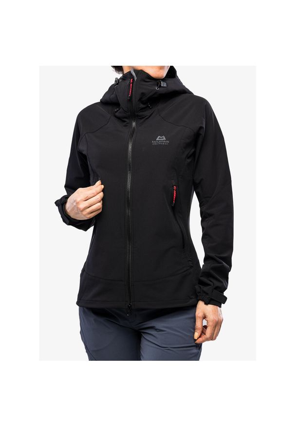 MOUNTAIN EQUIPMENT - Kurtka softshell damska Mountain Equipment Frontier Hooded Jacket. Kolor: czarny. Materiał: softshell. Sport: turystyka piesza